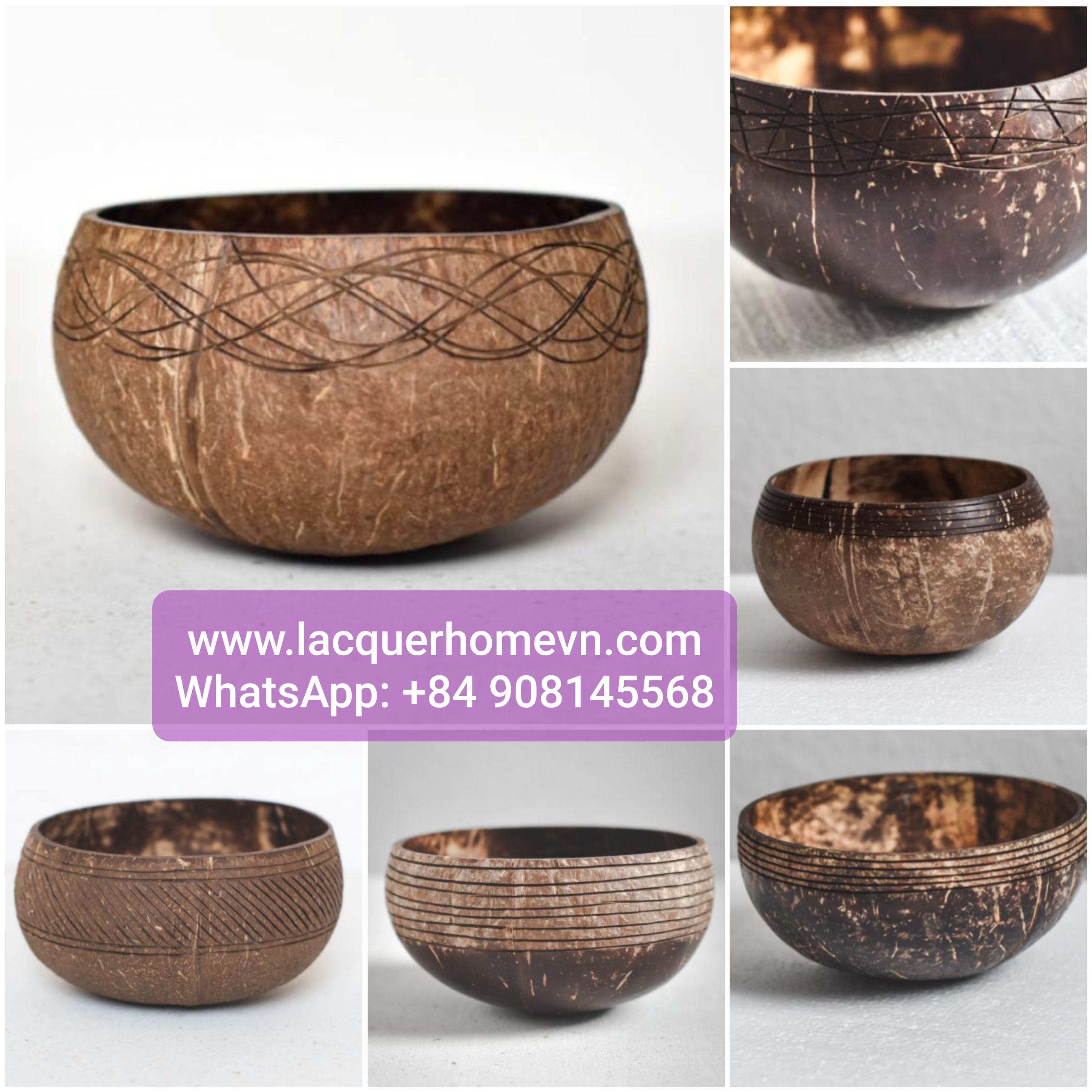handcarved Natural Coconut Shell Bowl